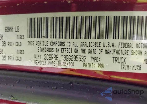 2016 Ram 1500 Big Horn из США, поврежденный, VIN 3C6RR6LT9GG295537